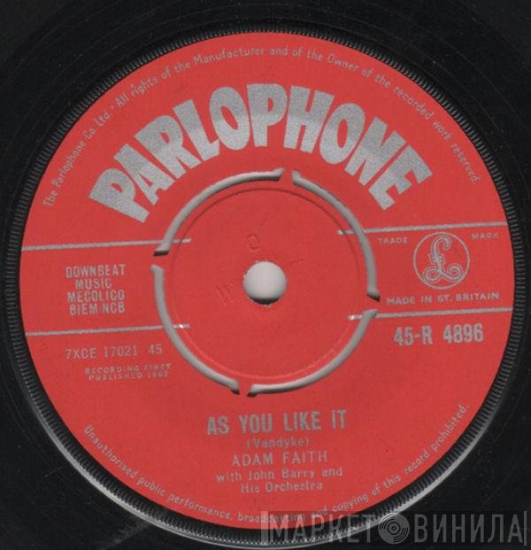 Adam Faith, John Barry &amp; His Orchestra - As You Like It