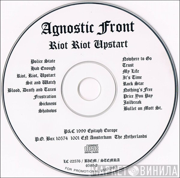 Agnostic Front  - Riot, Riot, Upstart