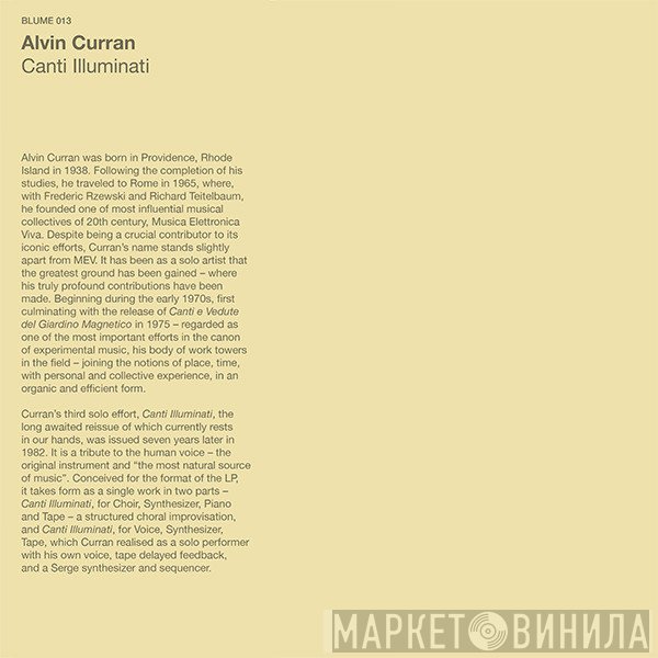 Alvin Curran - Canti Illuminati