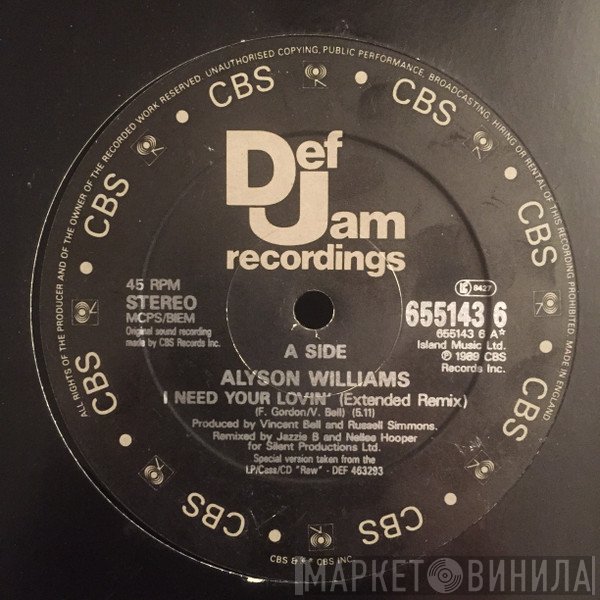 Alyson Williams - I Need Your Lovin'