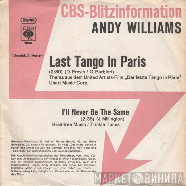 Andy Williams  - Last Tango In Paris