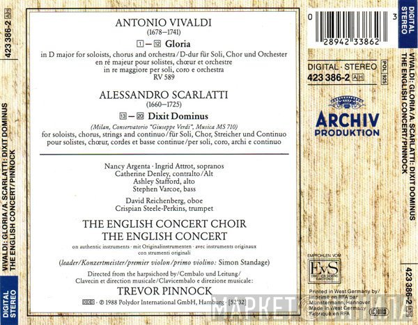 Antonio Vivaldi, Ashley Stafford, Nancy Argenta, Stephen Varcoe, Trevor Pinnock, Alessandro Scarlatti, The English Concert Choir, Catherine Denley, Ingrid Attrot, The English Concert - Gloria / Dixit Dominus