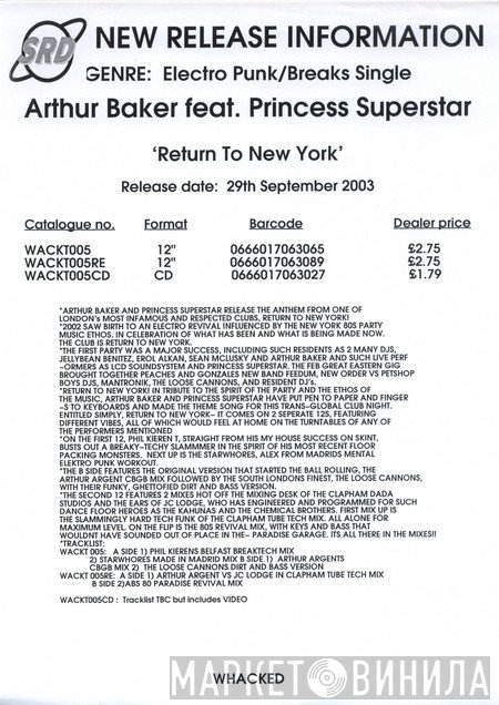 Arthur Baker Feat. Princess Superstar  - Return To New York