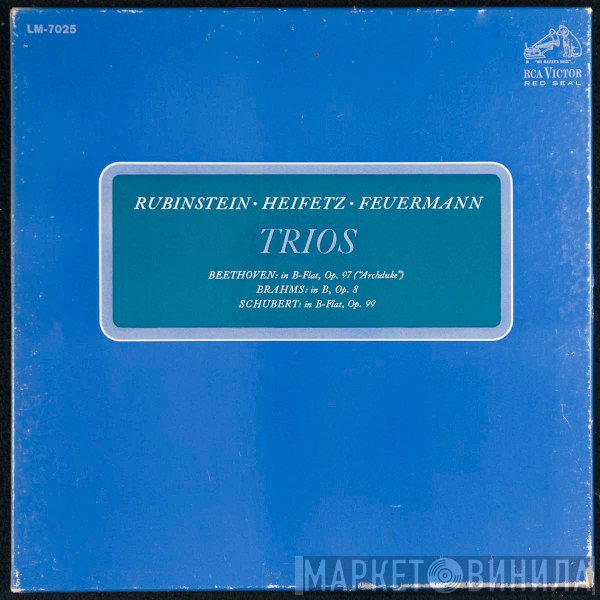 Arthur Rubinstein, Jascha Heifetz, Emanuel Feuermann, Ludwig van Beethoven, Johannes Brahms, Franz Schubert  - Trios