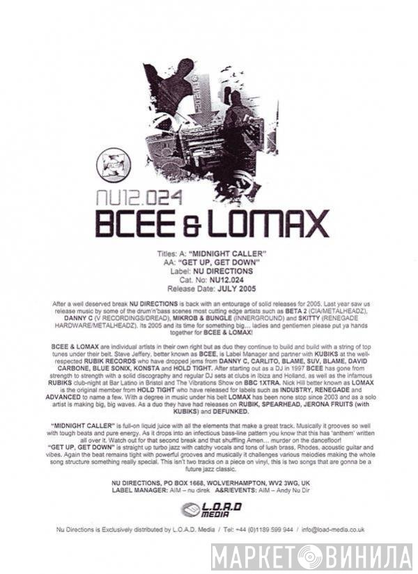 BCee & Lomax - Midnight Caller / Get Up, Get Down