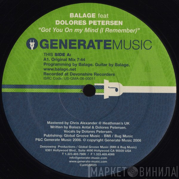 Balage, Dolores Petersen - Got You On My Mind (I Remember)