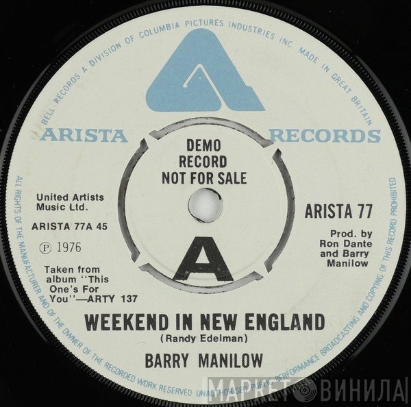 Barry Manilow - Weekend In New England / Riders To The Stars