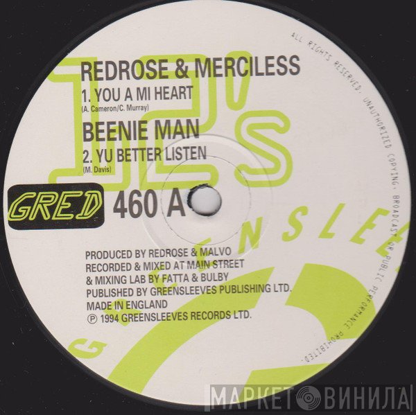 Beenie Man, Merciless, Anthony Red Rose - You A Mi Heart / Yu Better Listen