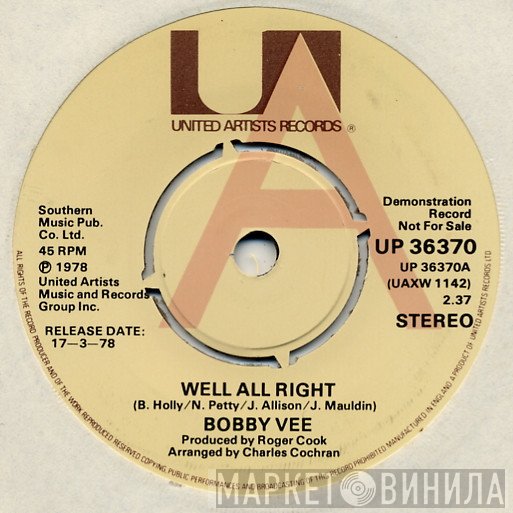 Bobby Vee  - Well All Right