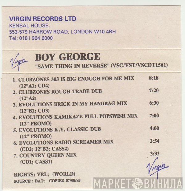 Boy George  - Same Thing In Reverse
