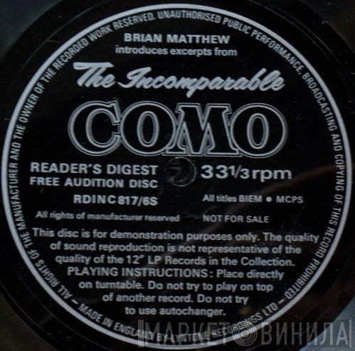 Brian Matthew, Perry Como  - Brian Matthew Introduces Excerpts From The Incomparable Como
