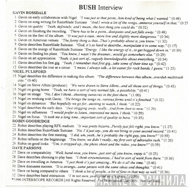 Bush  - Bush Interview