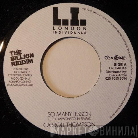 Carroll Thompson, Ras Kinah - So Many Lesson