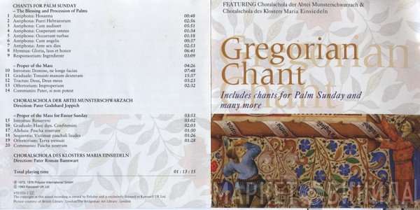 Choralschola Der Benediktinerabtei Münsterschwarzach, Choralschola Kloster Einsiedeln - Gregorian Chant