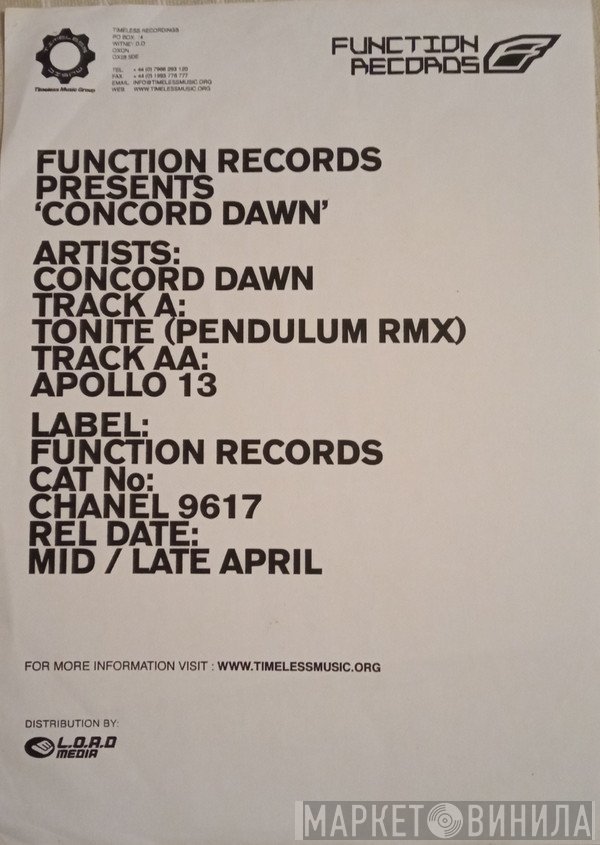 Concord Dawn - Tonite (Pendulum Remix) / Appollo 13