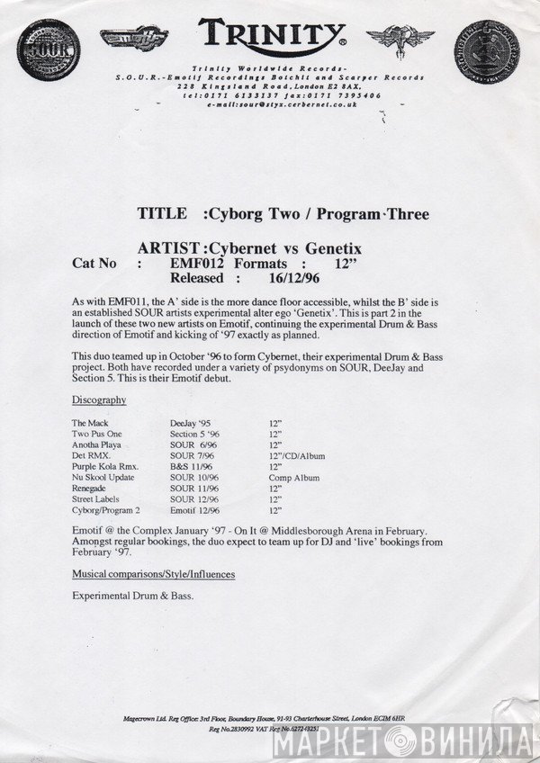 Cybernet Vs Genetix  - Cyborg Two / Program Three