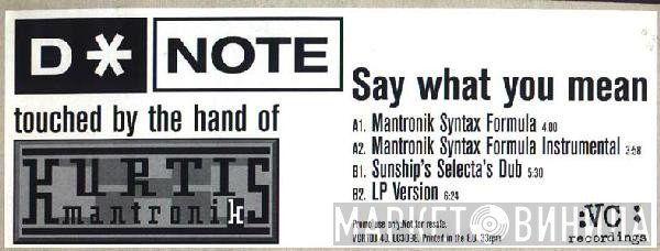 D*Note - Say What You Mean
