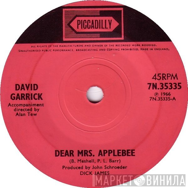 David Garrick - Dear Mrs. Applebee
