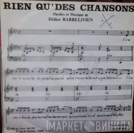Didier Barbelivien  - Rien Qu'des Chansons