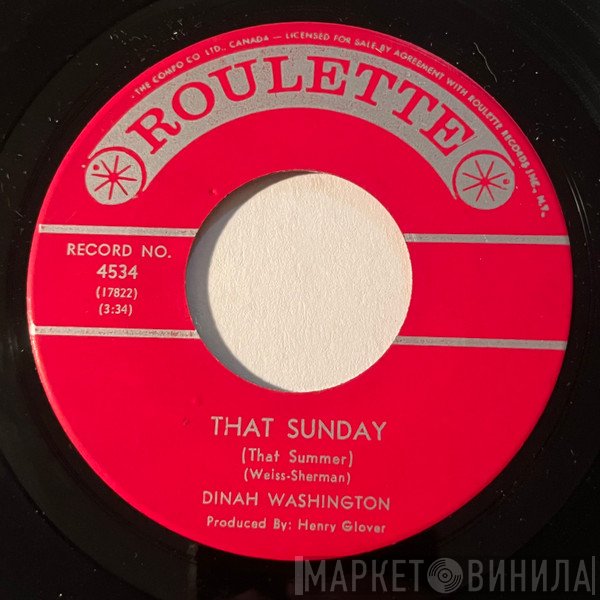 Dinah Washington - That Sunday (That Summer) / A Stranger On Earth