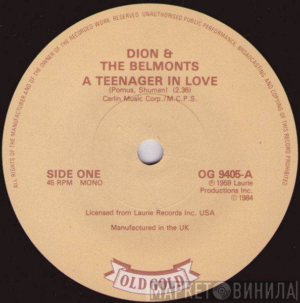 Dion & The Belmonts - A Teenager In Love / Where Or When
