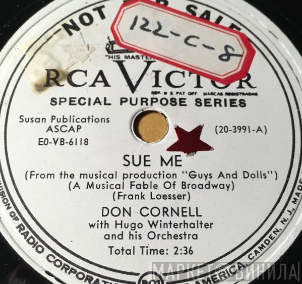 Don Cornell With Hugo Winterhalter Orchestra  - Sue Me / Velvet Lips