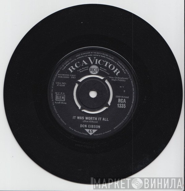 Don Gibson - Head Over Heels In Love With You / It Was Worth It All