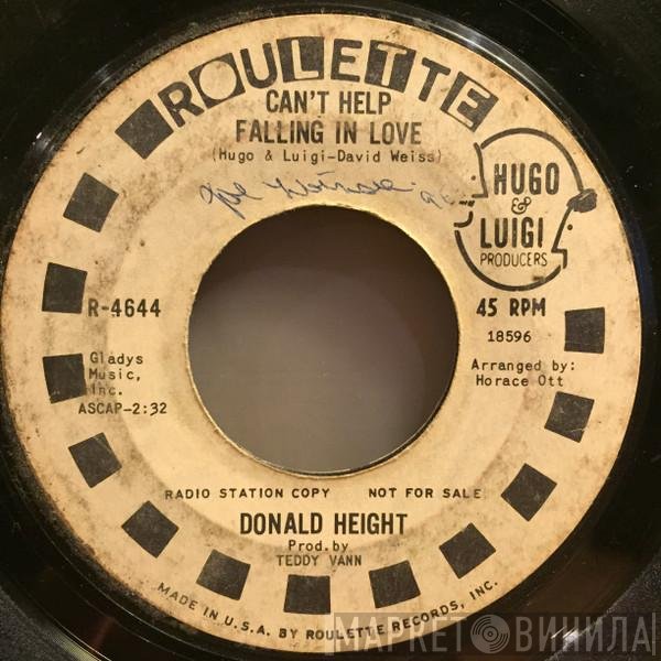Donald Height - Can't Help Falling In Love / Bow 'N Arrow