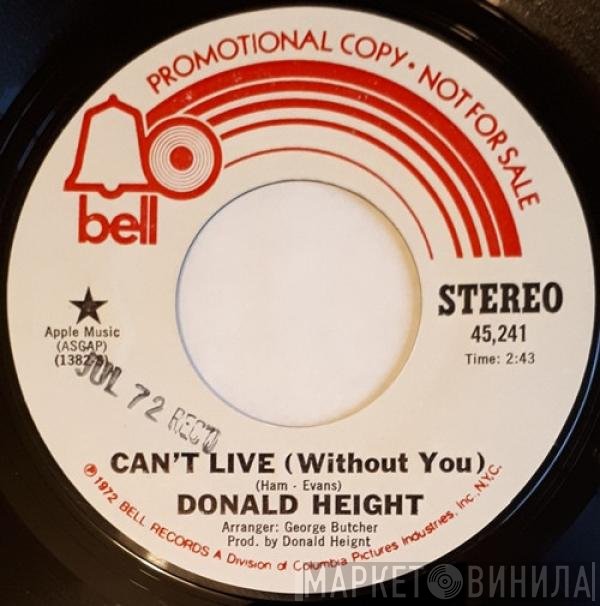 Donald Height - Can't Live (Without You)