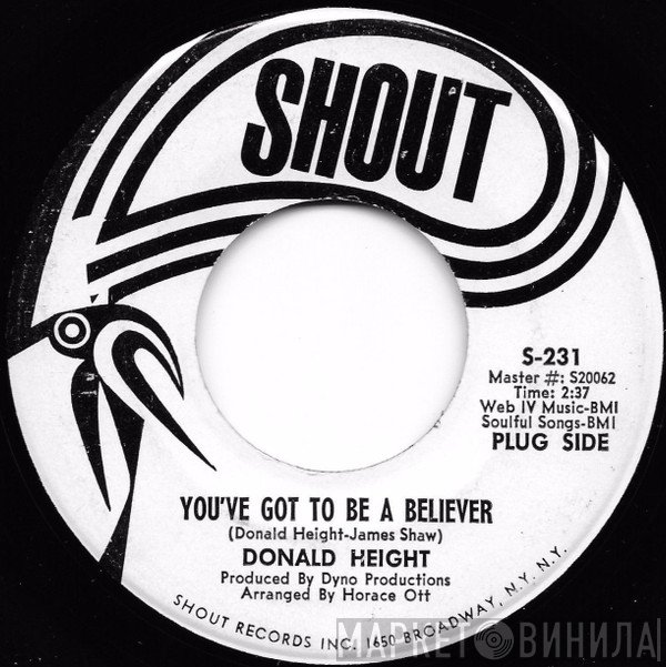 Donald Height - You've Got To Be A Believer / Never Let Me Go