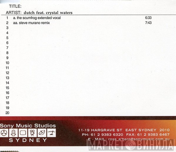Dutch Feat. Crystal Waters  - My Time