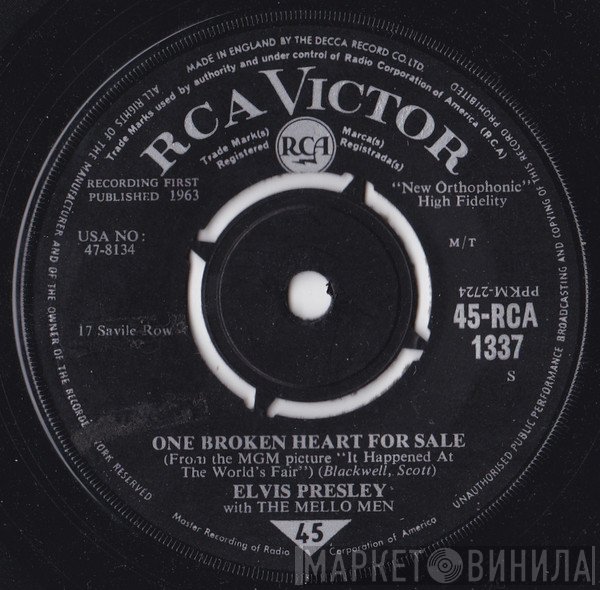 Elvis Presley, The Mellomen - One Broken Heart For Sale