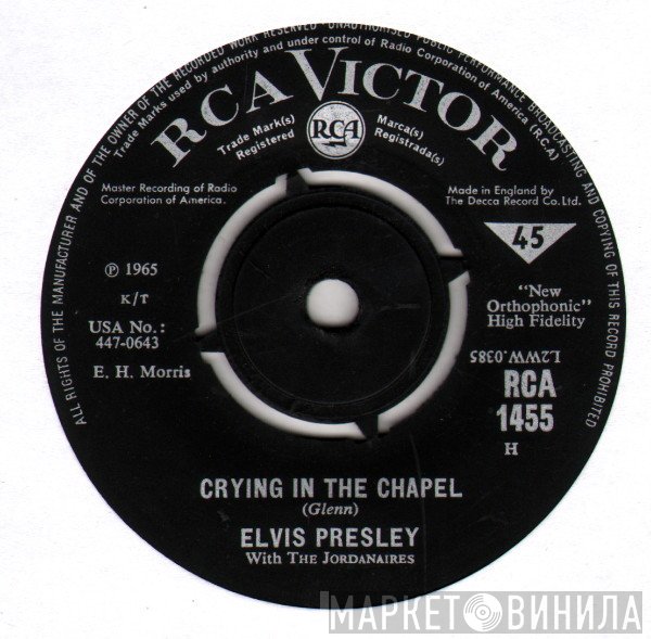 Elvis Presley With The Jordanaires  - Crying In The Chapel