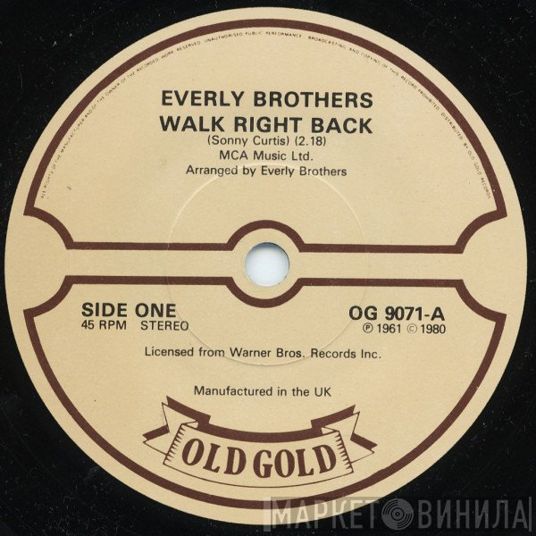 Everly Brothers - Walk Right Back / Ebony Eyes