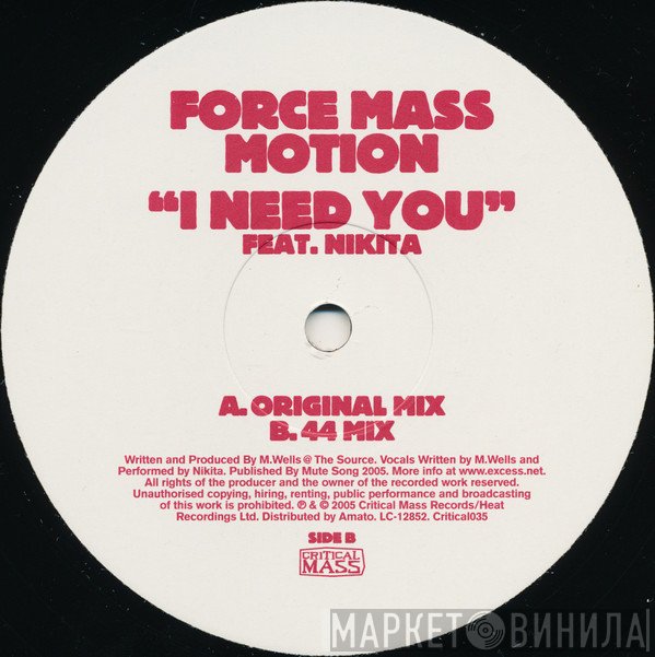 Force Mass Motion Feat. Nikita  - I Need You