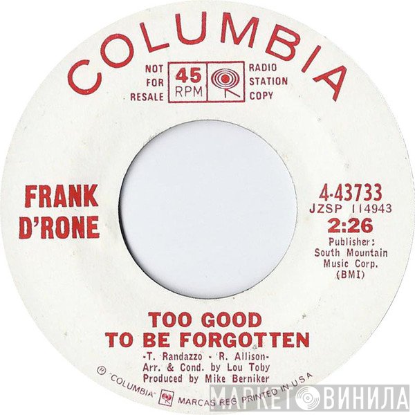 Frank D'Rone  - Too Good To Be Forgotten