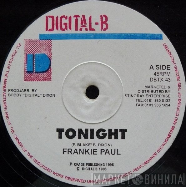 Frankie Paul, Digital B All Stars - Tonight / Version