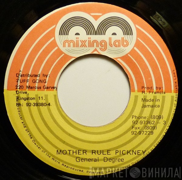 General Degree  - Mother Rule Pickney