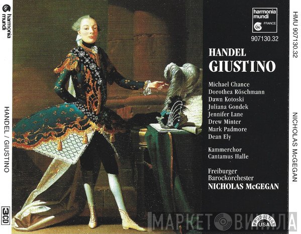 Georg Friedrich Händel, Michael Chance, Dorothea Röschmann, Dawn Kotoski, Juliana Gondek, Jennifer Lane , Mark Padmore, Dean Ely, Drew Minter, Kammerchor Cantamus Halle, Freiburger Barockorchester, Nicholas McGegan  - Giustino