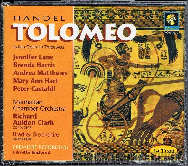 Georg Friedrich Händel, Richard Auldon Clark, The Manhattan Chamber Orchestra, Mary Ann Hart , Jennifer Lane , Andrea Matthews , Brenda Harris , Bradley Brookshire, Peter Castaldi  - Tolomeo