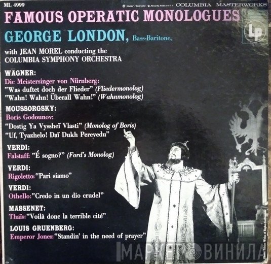 George London , Jean Morel, Columbia Symphony Orchestra  - Famous Operatic Monologues