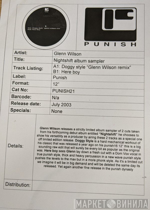 Glenn Wilson  - Nightshift Album Sampler