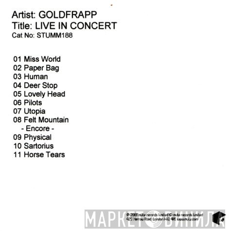 Goldfrapp  - Live In Concert