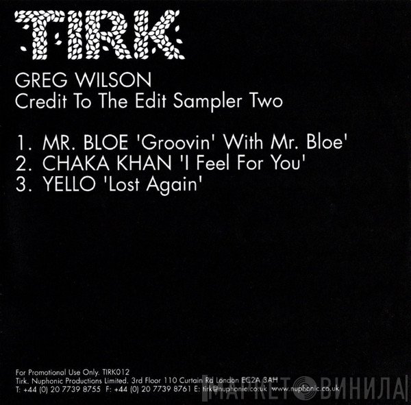 Greg Wilson  - Credit To The Edit Sampler Two