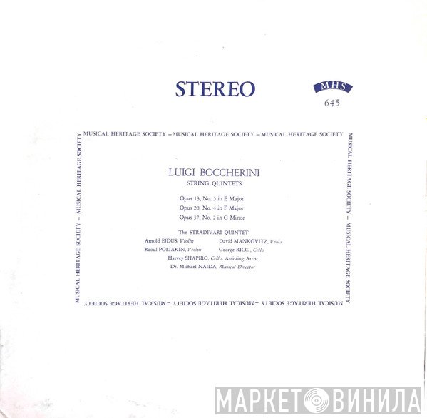 Harvey Shapiro, Luigi Boccherini, The Stradivari Quintet - String Quintets
