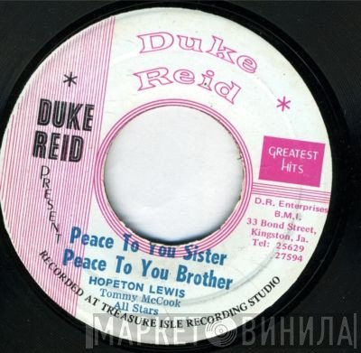 Hopeton Lewis, Tommy McCook Allstars - Peace To You Brother Peace To You Sister