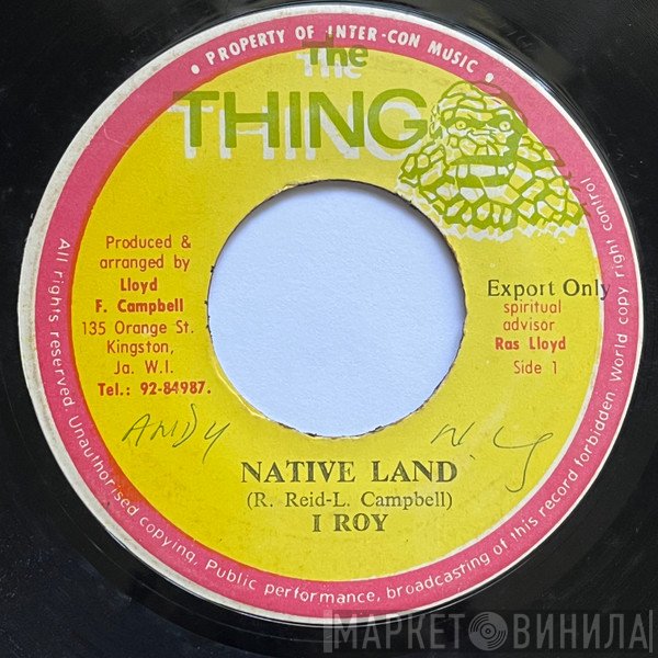 I-Roy - Native Land / Water-Rate