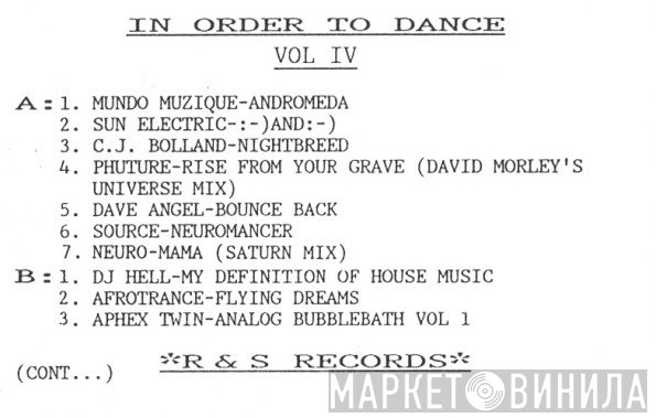  - In Order To Dance Vol IV