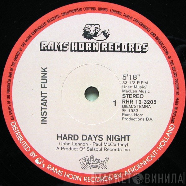 Instant Funk - Hard Days Night / No Stoppin' That Rockin'