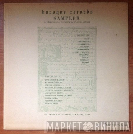 Jean-Pierre Rampal, Kenneth Gilbert, Steven Staryk, Dresden Cathedral Choir, Alarius-Ensemble, Alexander Brott, The Sinnhoffer Quartet, Maria Varró, Charles Houdret, Hyman Bress  - Baroque Records Sampler
